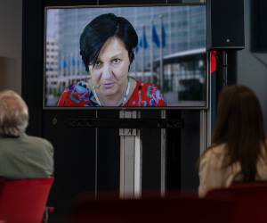 Imagen de Jolita Butkeviciene, directora para América Latina y Caribe; relaciones con países y territorios de ultramar (DG INTPA, Comisión Europea) durante la presentación del Programa TIF